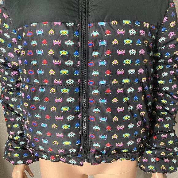 Zara Space Invaders Reversible Quilted Puffer Jacket Womens XS Oversized - Picture 10 of 16